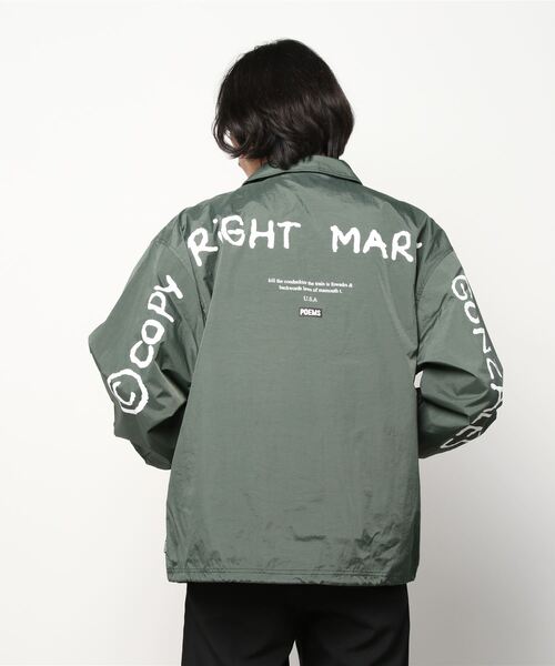 Mark Gonzales(マーク・ゴンザレス)の「ワッシャーナイロン プリント コーチジャケット(ナイロンジャケット・メンズ・ブラック/ベージュ/カーキ・M/L/XL)」の6枚目の写真