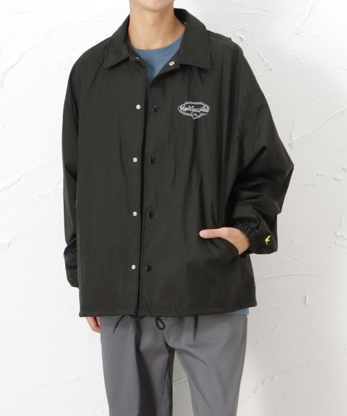 Mark Gonzales(マーク・ゴンザレス)の「ワッシャーナイロン プリント コーチジャケット(ナイロンジャケット・メンズ・ブラック/ベージュ/カーキ・M/L/XL)」の2枚目の写真