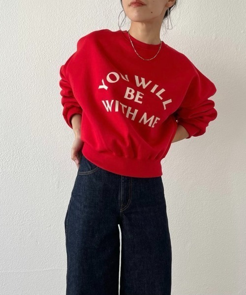wee9s(ウィークス)の「with me ! short sweat / ウィズミー!ボリューム裏起毛ショートロゴスウェット(スウェット・レディース・グレー系その他2/レッド/アイボリー/グレー/ブラック/グレー系その他・FREE)」の6枚目の写真