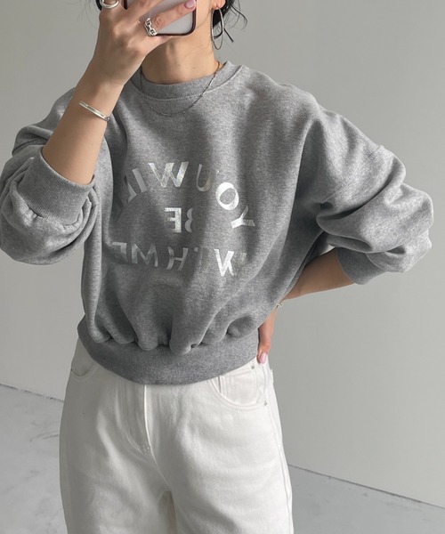 トレーナー スウェット with me ! short sweat / ウィズミー！ボリューム裏起毛ショートロゴスウェット レディース メンズ with me ! short sweat / ウィズミー！ボリューム裏起毛ショート