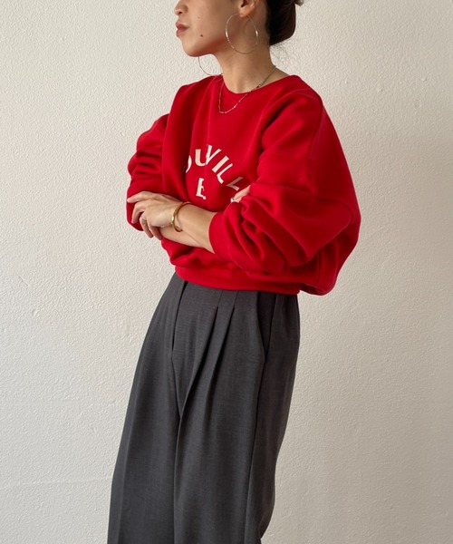 トレーナー スウェット with me ! short sweat / ウィズミー！ボリューム裏起毛ショートロゴスウェット レディース メンズ wee9s トレーナー スウェット with me ! short sweat