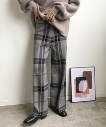 Futier land | チェックワイドニットパンツ(その他パンツ)
