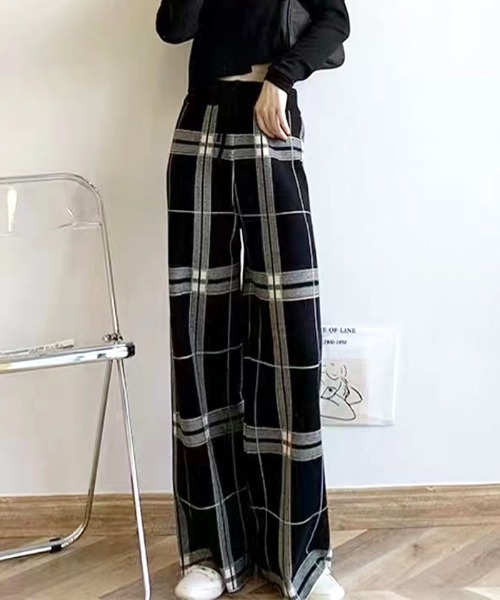 Futier land（フューティアランド）の「チェックワイドニットパンツ（その他パンツ・レディース・ホワイト/ブラック/グレー・FREE）」の7枚目の写真
