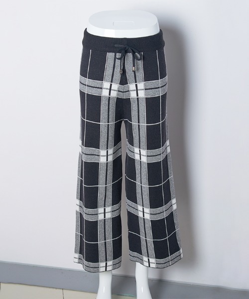 Futier land（フューティアランド）の「チェックワイドニットパンツ（その他パンツ・レディース・ホワイト/ブラック/グレー・FREE）」の17枚目の写真