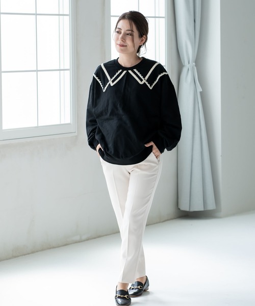 CHOCOA(チョコア)の「マタニティセンタープレススラックスパンツ(マタニティウェア/グッズ・レディース・ブラック/アイボリー・MEDIUM/LARGE/X-LARGE)」の12枚目の写真