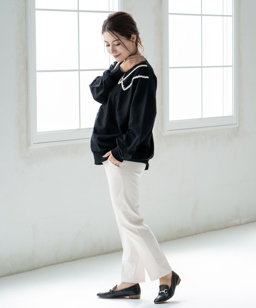 CHOCOA(チョコア)の「マタニティセンタープレススラックスパンツ(マタニティウェア/グッズ・レディース・ブラック/アイボリー・MEDIUM/LARGE/X-LARGE)」の14枚目の写真