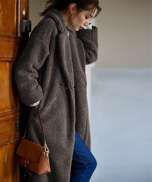 Pierrot（ピエロ）の「ボアラペルコート（チェスターコート・レディース・ブラック/モカ/ホワイト系その他・M）」の3枚目の写真