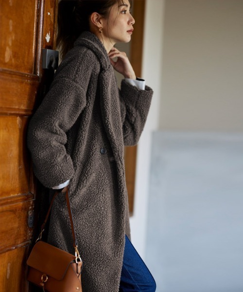 Pierrot（ピエロ）の「ボアラペルコート（チェスターコート・レディース・ブラック/モカ/ホワイト系その他・M）」の7枚目の写真