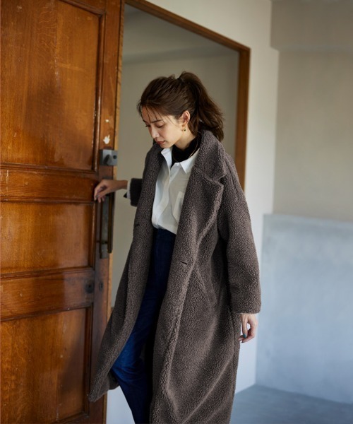 Pierrot（ピエロ）の「ボアラペルコート（チェスターコート・レディース・ブラック/モカ/ホワイト系その他・M）」の21枚目の写真