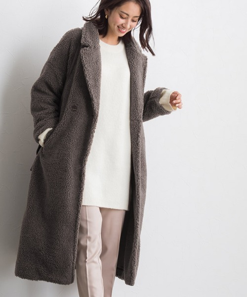 Pierrot（ピエロ）の「ボアラペルコート（チェスターコート・レディース・ブラック/モカ/ホワイト系その他・M）」の11枚目の写真