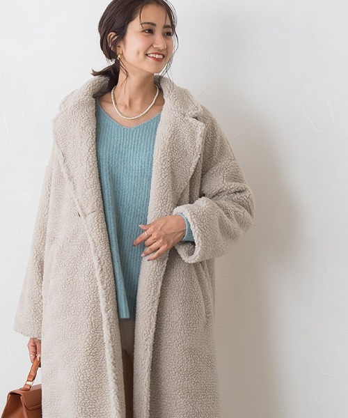 Pierrot（ピエロ）の「ボアラペルコート（チェスターコート・レディース・ブラック/モカ/ホワイト系その他・M）」の8枚目の写真