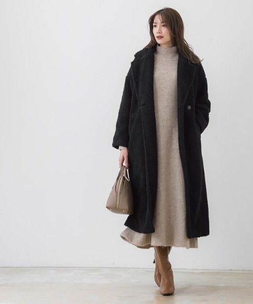 Pierrot（ピエロ）の「ボアラペルコート（チェスターコート・レディース・ブラック/モカ/ホワイト系その他・M）」の12枚目の写真