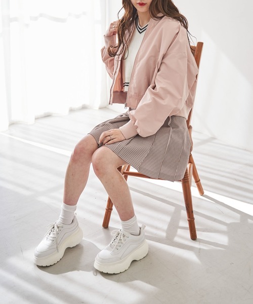 WEGO（ウィゴー）の「WEGO/ボリュームスリーブショートMA-1（MA-1・レディース・ホワイト/ブラック/ピンク・FREE）」の7枚目の写真