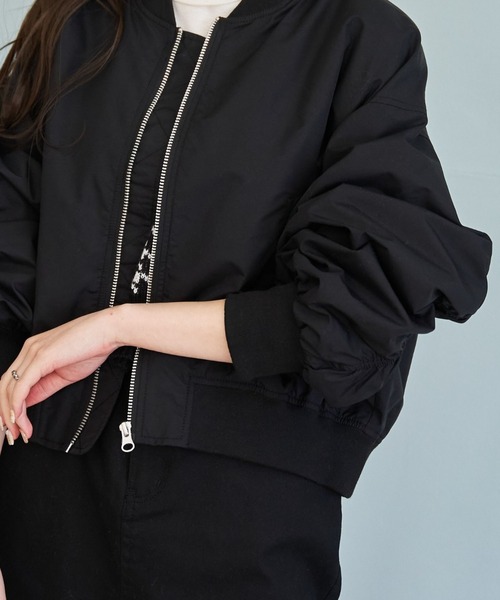 WEGO（ウィゴー）の「WEGO/ボリュームスリーブショートMA-1（MA-1・レディース・ホワイト/ブラック/ピンク・FREE）」の9枚目の写真