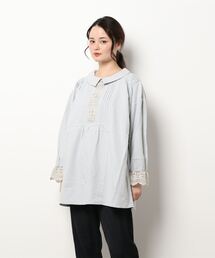 Samansa Mos2 | レース貼りチュニックブラウス(シャツ/ブラウス)