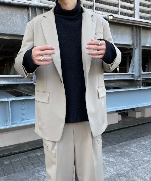 DANKE SCHON（ダンケシェーン）の「DankeSchon/ダンケシェーン/ジップジャケット（テーラードジャケット・メンズ・ブラック/ベージュ・MEDIUM/LARGE）」の8枚目の写真