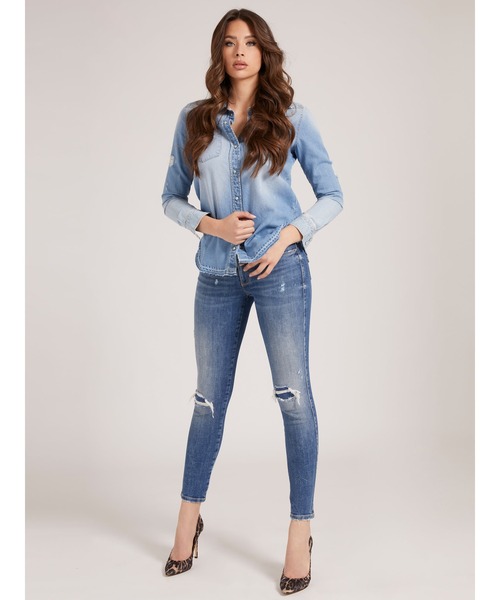 Guess（ゲス）の「Western Denim Shirt（シャツ/ブラウス・レディース・インディゴブルー・LARGE/SMALL/MEDIUM/X-SMALL）」の4枚目の写真
