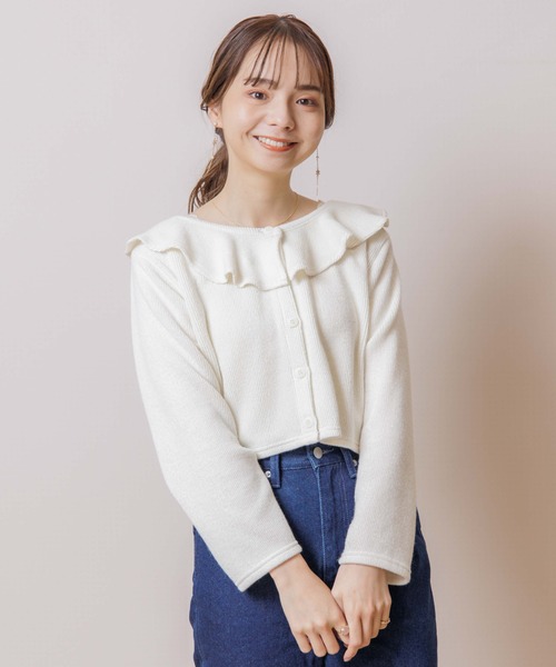 flower(フラワー)の「ウォーミーカラートップ(ニット/セーター・レディース・ホワイト/ブラウン・FREE)」の6枚目の写真