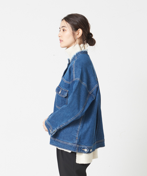 abahouse mavie(アバハウスマヴィ)の「【感嘆】オーバーサイズデニムジャケット(デニムジャケット・レディース・ネイビー/ブルー・フリー)」の9枚目の写真