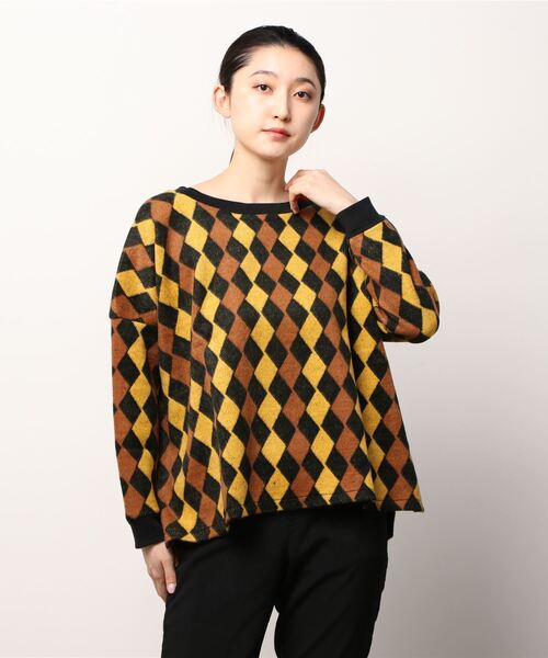 sandy（サンディー）の「【sandy】アーガイル脇スリットプルオーバー（パーカー・レディース・オフホワイト/イエロー系その他/レッド系その他・FREE）」の2枚目の写真