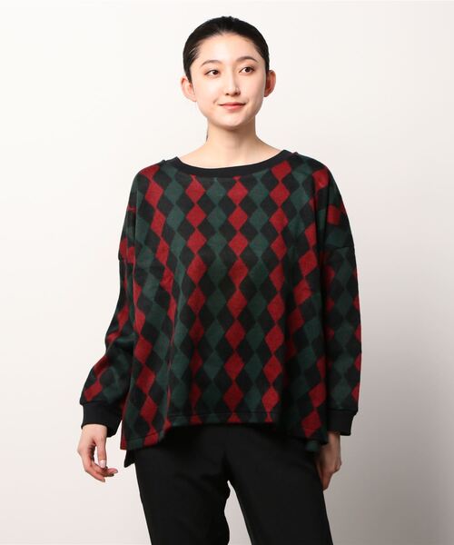 sandy（サンディー）の「【sandy】アーガイル脇スリットプルオーバー（パーカー・レディース・オフホワイト/イエロー系その他/レッド系その他・FREE）」の3枚目の写真