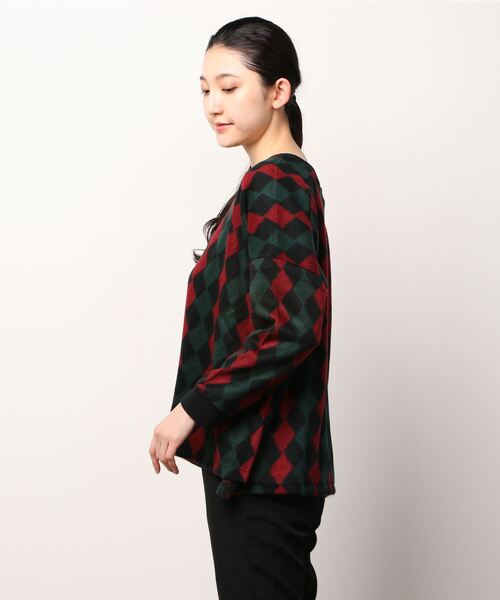 sandy（サンディー）の「【sandy】アーガイル脇スリットプルオーバー（パーカー・レディース・オフホワイト/イエロー系その他/レッド系その他・FREE）」の4枚目の写真