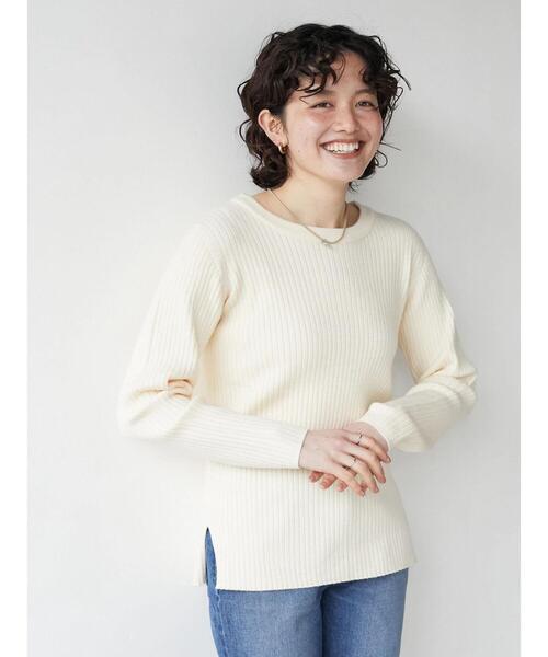 CRAFT STANDARD BOUTIQUE（クラフトスタンダードブティック）の「クルーネックリブニットプルオーバー　＊（ニット/セーター・レディース・チャコールグレー/パープル/レッド/グリーン/アイボリー・M/L）」の6枚目の写真