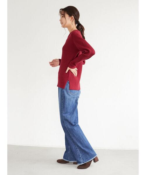 CRAFT STANDARD BOUTIQUE（クラフトスタンダードブティック）の「クルーネックリブニットプルオーバー　＊（ニット/セーター・レディース・チャコールグレー/パープル/レッド/グリーン/アイボリー・M/L）」の22枚目の写真