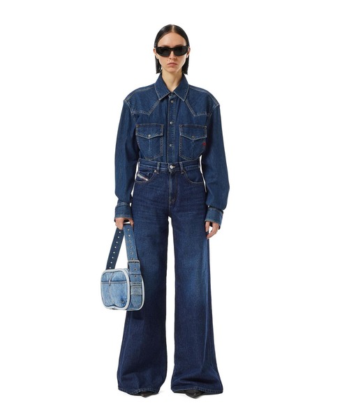 DIESEL SS22 レディース デニム スリム フレアレッグ ミッドブルー DIESEL（ディーゼル）の「DIESEL SS22 レディース デニム スリム