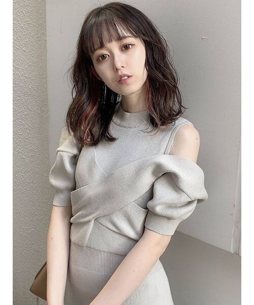 dazzlin（ダズリン）の「レイヤードクロスニットマーメイドワンピース（ワンピース・レディース・ブラック/パープル/グレー/ピンク・MEDIUM/SMALL）」の11枚目の写真