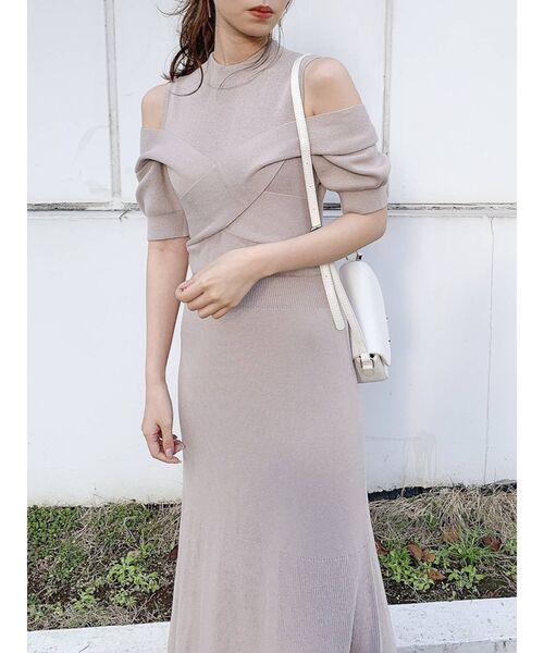 dazzlin（ダズリン）の「レイヤードクロスニットマーメイドワンピース（ワンピース・レディース・ブラック/パープル/グレー/ピンク・MEDIUM/SMALL）」の12枚目の写真