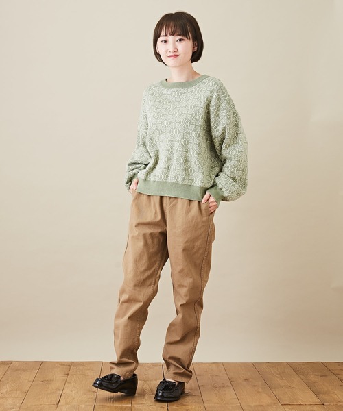 CUBE SUGAR（キューブシュガー）の「ツイル スリム ウエストゴム 無地 ギャザーパンツ（その他パンツ・レディース・チャコールグレー/ベージュ/カーキ・S/M）」の9枚目の写真