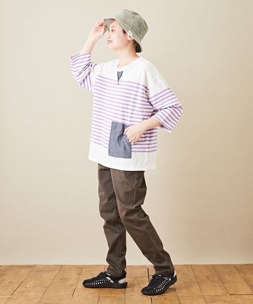 CUBE SUGAR（キューブシュガー）の「ツイル スリム ウエストゴム 無地 ギャザーパンツ（その他パンツ・レディース・チャコールグレー/ベージュ/カーキ・S/M）」の17枚目の写真