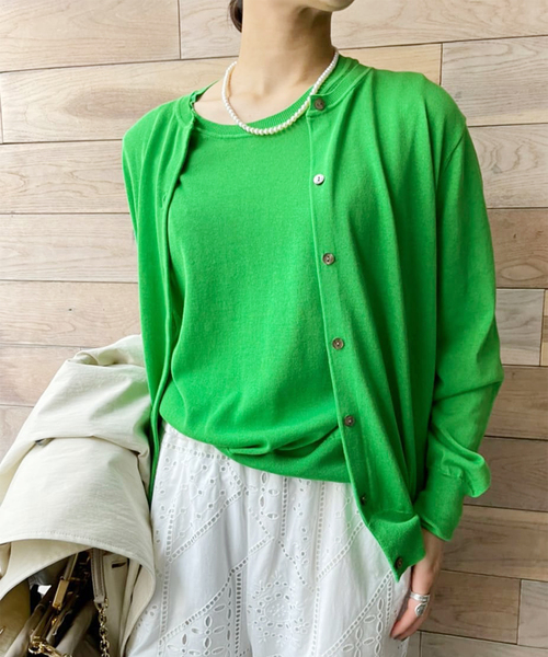 journal standard L'essage(ジャーナルスタンダードレサージュ)の「アンサンブルクルーネックカーディガン/プルオーバー◆(アンサンブル・レディース・ネイビー/ブルー/グリーン・FREE)」の2枚目の写真