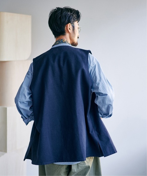 EDIFICE LA BOUCLE（エディフィスラブークル）の「【LA BOUCLE】ネップグログラン ロングベスト（ベスト・メンズ・ネイビー/ナチュラル・3/2）」の6枚目の写真