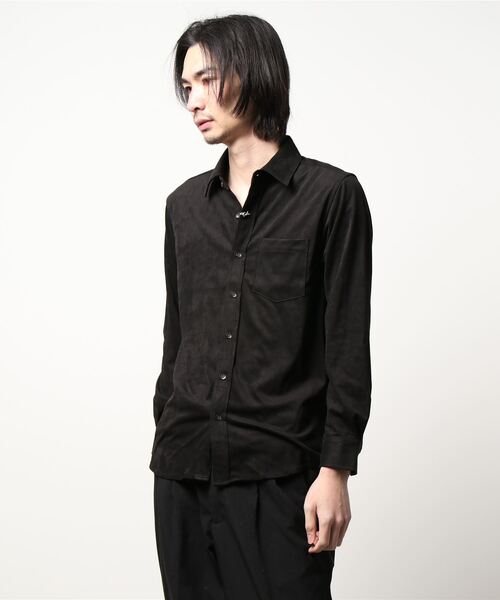 LiSS（リス）の「【Ls】【LiSS】フェイクスエードシャツ（シャツ/ブラウス・メンズ・ブラウン系その他/ブラック・1/2）」の2枚目の写真