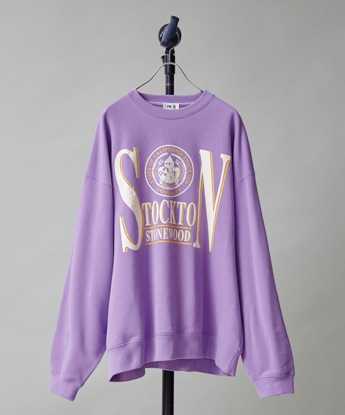 re_k by JUNRED（レクバイジュンレッド）の「【　re_k by JUNRED　】ヴィンテージカレッジBIGバルーンスウェット（スウェット・メンズ・チャコールグレー/ホワイト/ラベンダー・LL/M/L/S）」の3枚目の写真