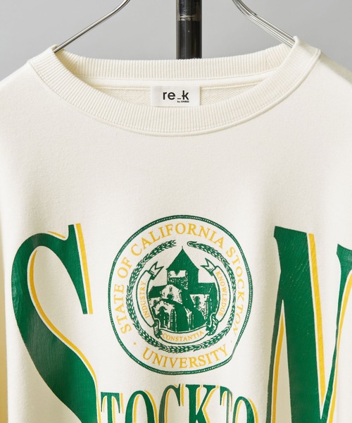 re_k by JUNRED（レクバイジュンレッド）の「【　re_k by JUNRED　】ヴィンテージカレッジBIGバルーンスウェット（スウェット・メンズ・チャコールグレー/ホワイト/ラベンダー・LL/M/L/S）」の5枚目の写真