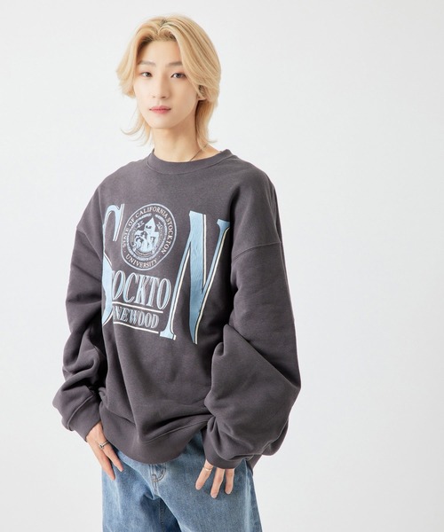 re_k by JUNRED（レクバイジュンレッド）の「【　re_k by JUNRED　】ヴィンテージカレッジBIGバルーンスウェット（スウェット・メンズ・チャコールグレー/ホワイト/ラベンダー・LL/M/L/S）」の10枚目の写真