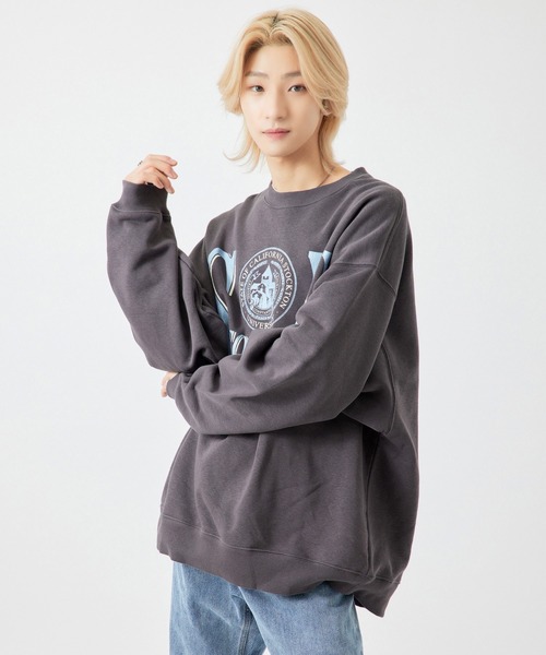 re_k by JUNRED（レクバイジュンレッド）の「【　re_k by JUNRED　】ヴィンテージカレッジBIGバルーンスウェット（スウェット・メンズ・チャコールグレー/ホワイト/ラベンダー・LL/M/L/S）」の12枚目の写真