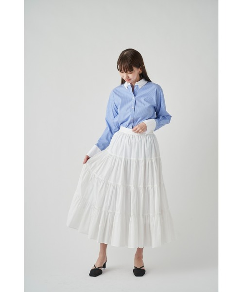 SNIDEL（スナイデル）の「ティアードロングスカート（スカート・レディース・ホワイト/ブラック/チェック・0/1）」の6枚目の写真