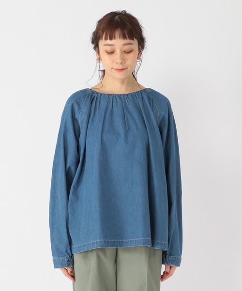 studio CLIP（スタディオクリップ）の「ダブルフロントデニムアソートブラウス（シャツ/ブラウス・レディース・ライトブルー/オフホワイト/カーキ・FREE）」の13枚目の写真