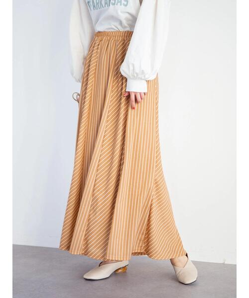 RAY CASSIN FAVORI（レイカズンフェバリ）の「・RAY CASSIN ストライプフレアハギスカート＊（スカート・レディース・ピンク/ベージュ/カーキ/ブラック・FREE）」の3枚目の写真
