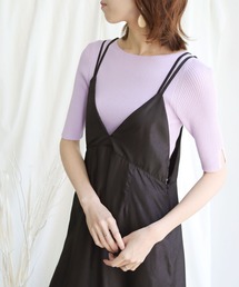 HER CLOSET | 【cheriella】イージーケアCOOLタッチボートネック袖スリットリブニット(ニット/セーター)