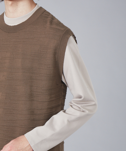 ABAHOUSE（アバハウス）の「ノイズ柄 ニットベスト（ベスト・メンズ・ベージュ/ブラウン/ブラック・46/48）」の12枚目の写真