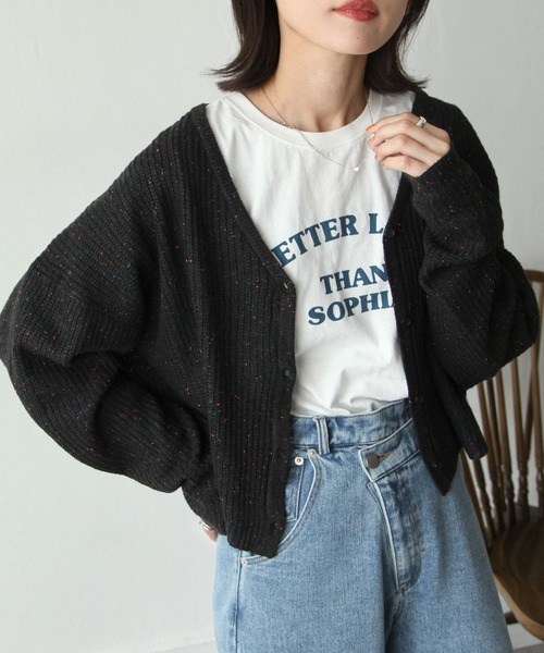 Chillfar（チルファー）の「カラーネップカーディガン（カーディガン/ボレロ・レディース・ブラック/ベージュ/ピンク/アイボリー・FREE）」の3枚目の写真