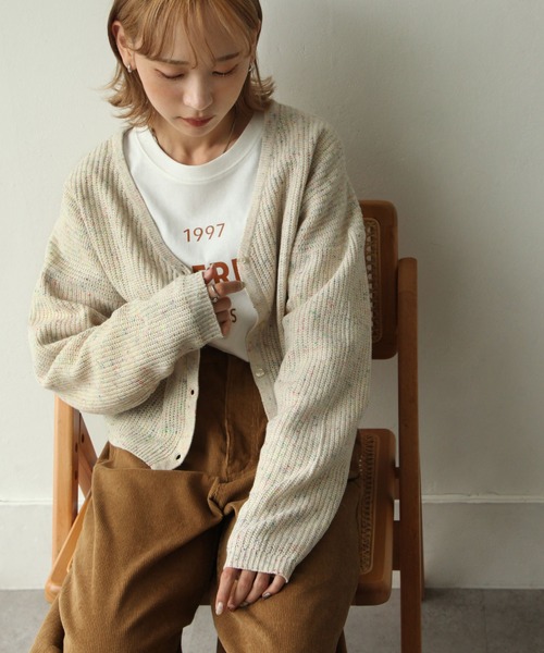 Chillfar（チルファー）の「カラーネップカーディガン（カーディガン/ボレロ・レディース・ブラック/ベージュ/ピンク/アイボリー・FREE）」の8枚目の写真