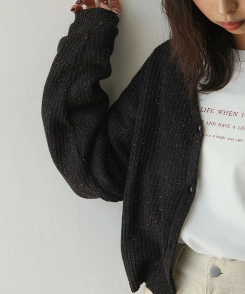 Chillfar（チルファー）の「カラーネップカーディガン（カーディガン/ボレロ・レディース・ブラック/ベージュ/ピンク/アイボリー・FREE）」の10枚目の写真