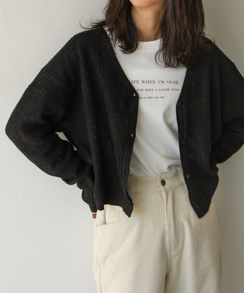 Chillfar（チルファー）の「カラーネップカーディガン（カーディガン/ボレロ・レディース・ブラック/ベージュ/ピンク/アイボリー・FREE）」の11枚目の写真