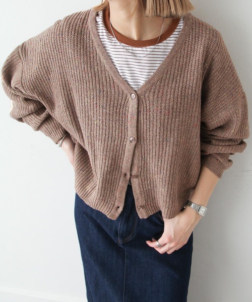 Chillfar（チルファー）の「カラーネップカーディガン（カーディガン/ボレロ・レディース・ブラック/ベージュ/ピンク/アイボリー・FREE）」の13枚目の写真